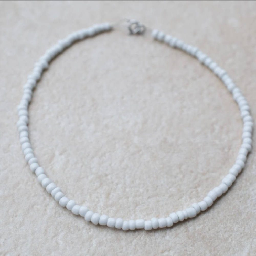 White seed bead choker